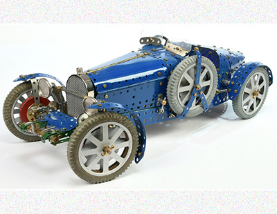 Meccano Scratch Built model of a Bugatti Roadster