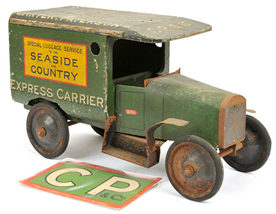 Triang large wooden advertising van, good for display. Wooden body with metal steering wheel